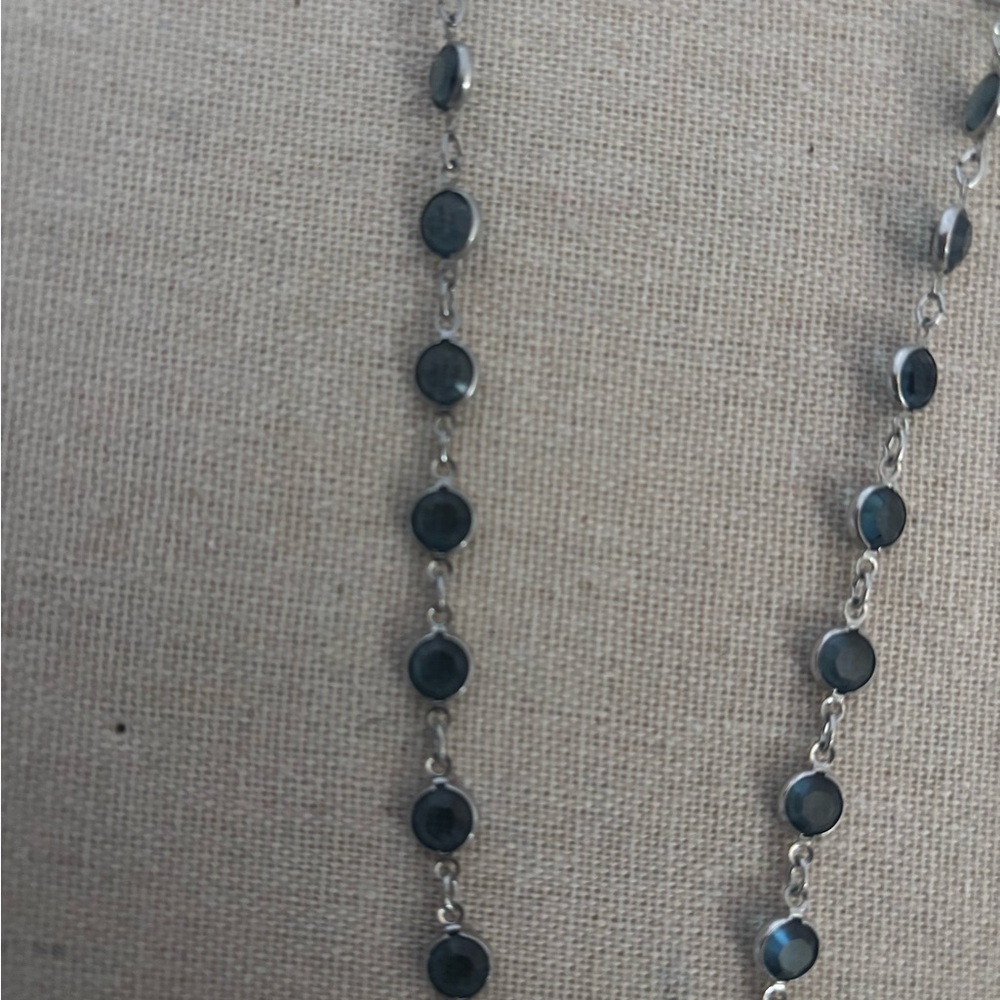 Elegant Silver and navy necklace Chanel by touchstone Swarovski